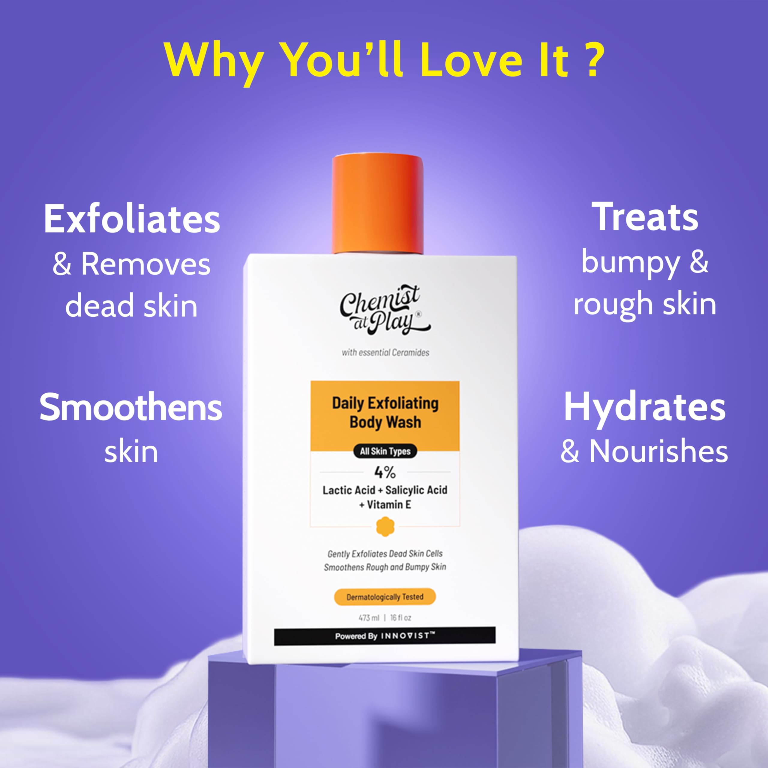 Chemist At Play Body Wash ceramides-rich texture on skin after wash