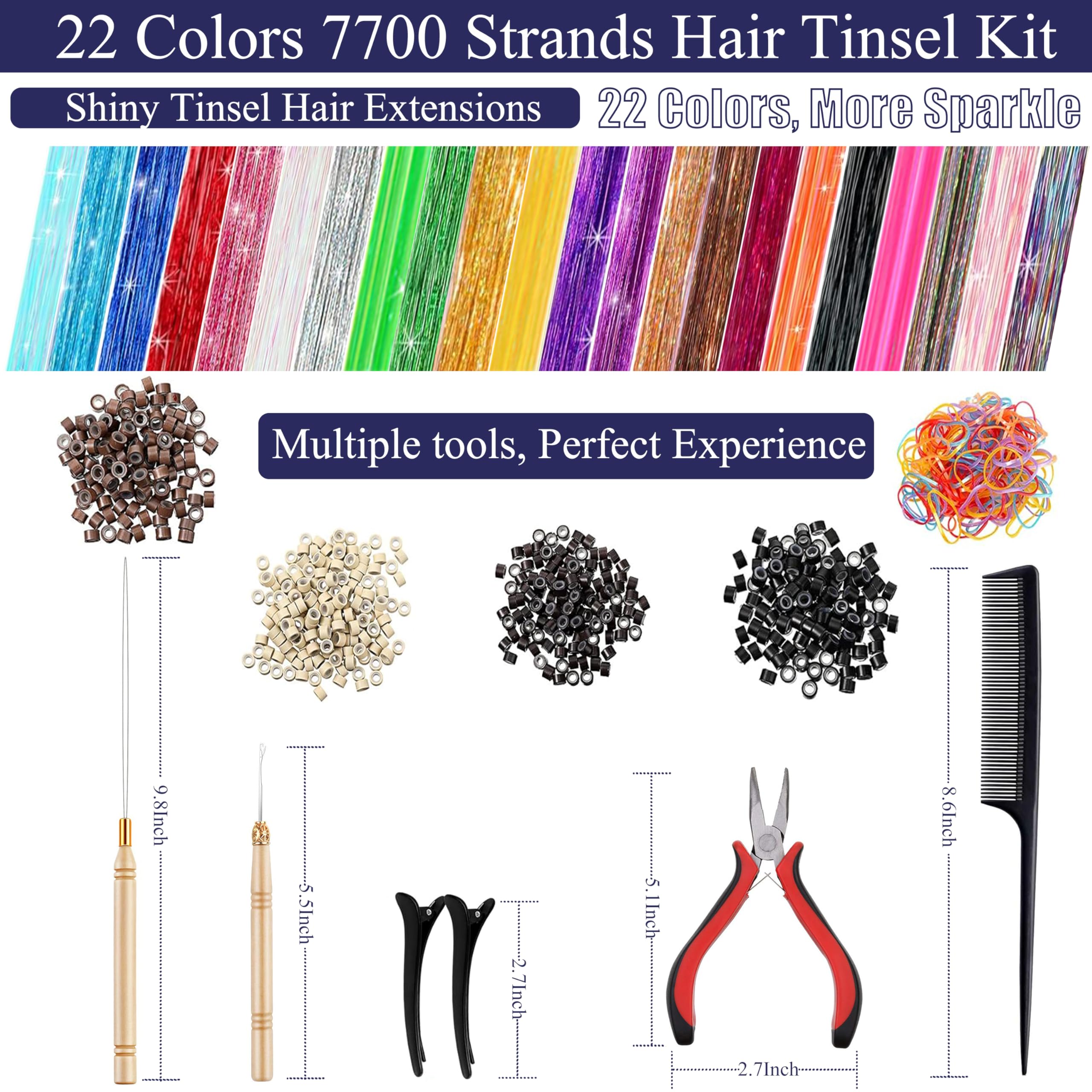 CHENZI 7700 strands hair tinsel extensions provide vibrant shimmer for daily glam.
