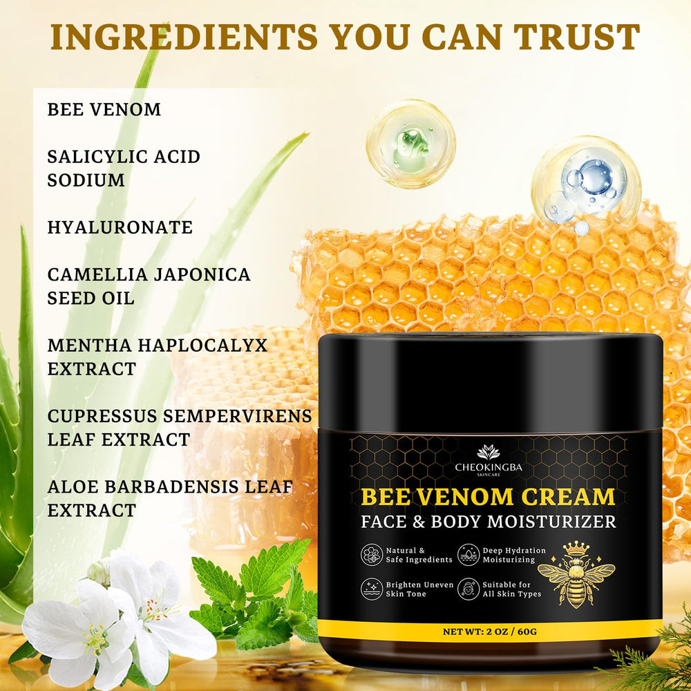 CHEOKINGBA Bee Venom Comprehensive Cream being applied to the face for refreshed appearance