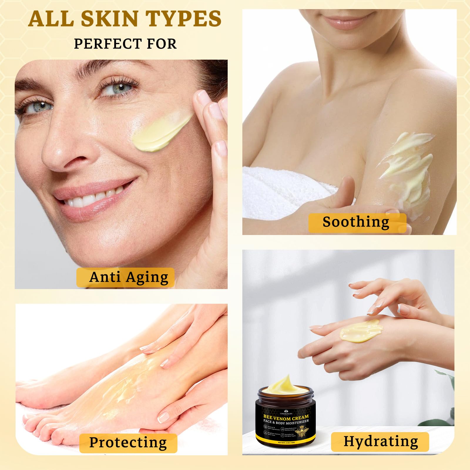 CHEOKINGBA Bee Venom Comprehensive Cream key ingredients tea tree oil closeup