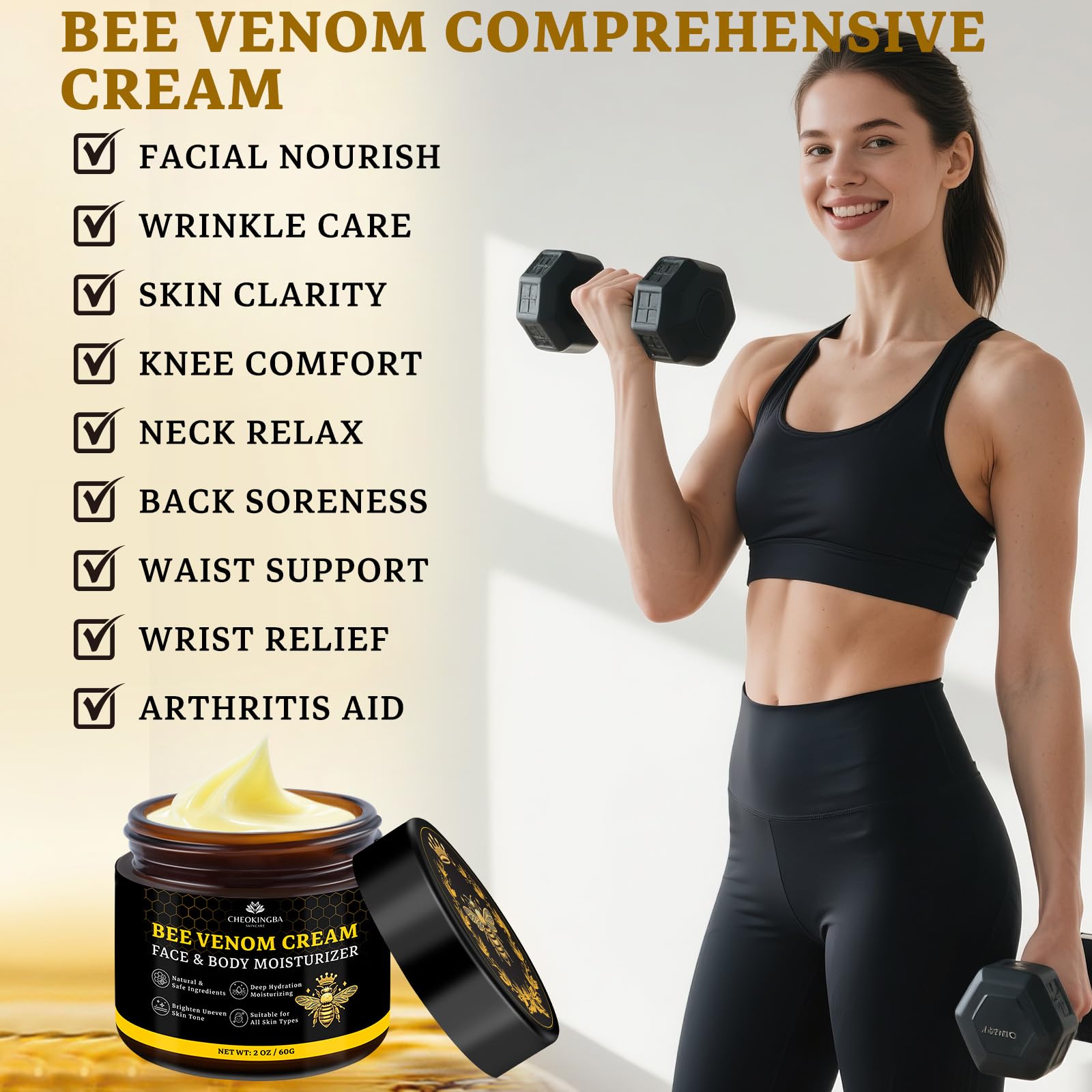 CHEOKINGBA Bee Venom Comprehensive Cream texture closeup highlighting fast absorption