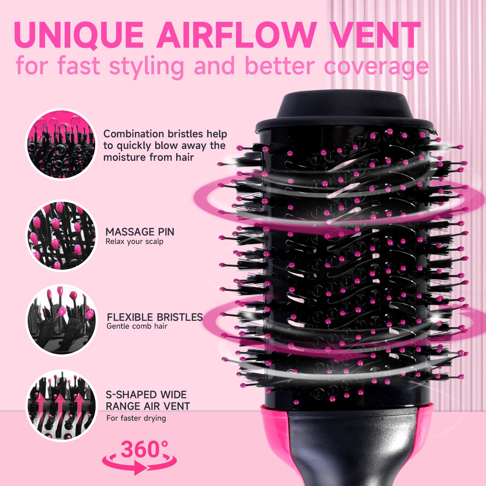 CHERRYSUN oval-barrel smoothing-action for glossy, frizz-controlled hair