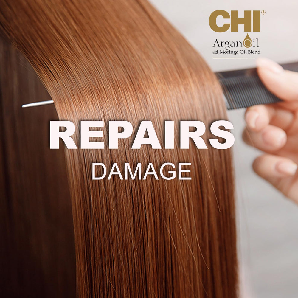 CHI Argan Oil Rejuvenating Masque results after use show silky, shinier hair