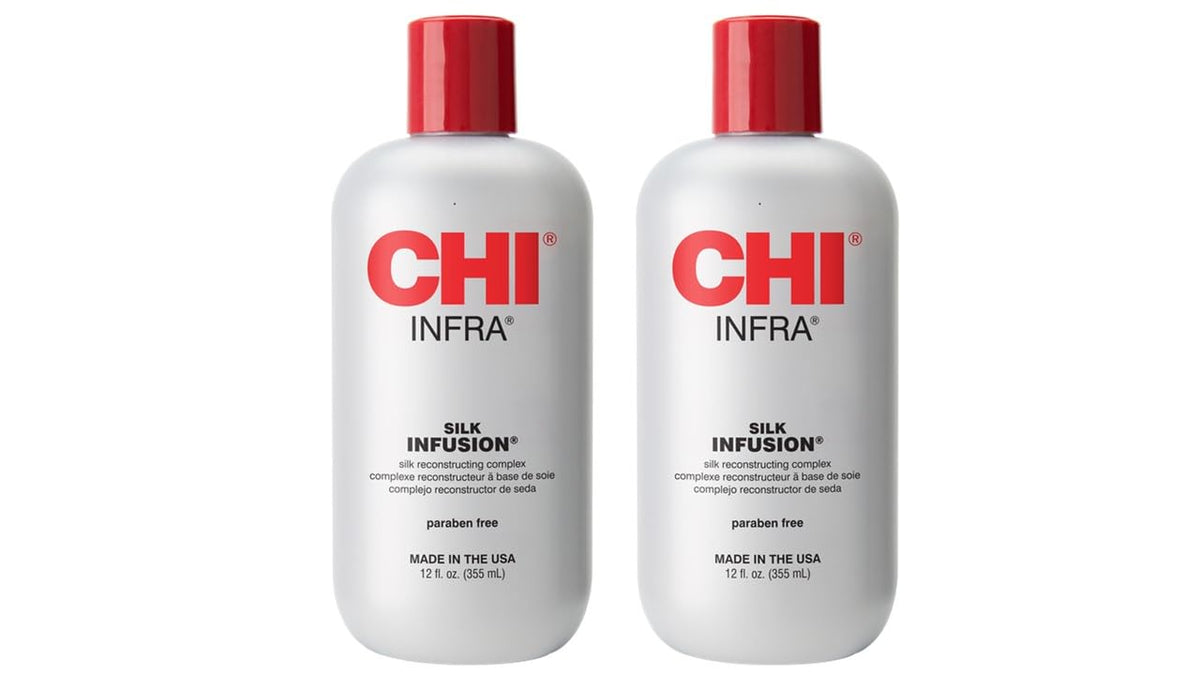 CHI Infra Silk Infusion bottle close-up showing lightweight nourishment for all hair types