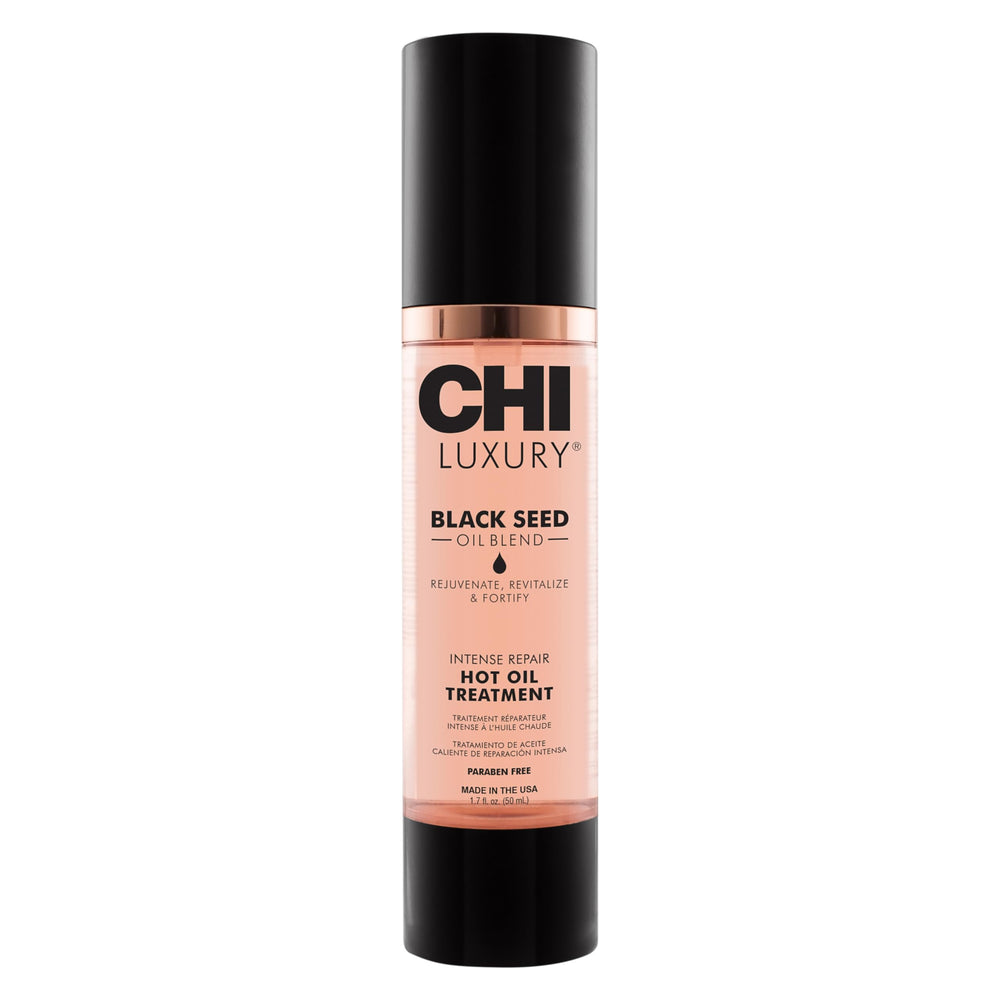 CHI Luxury Black Seed Oil Intense Repair bottle showcases deep conditioning and shine potential