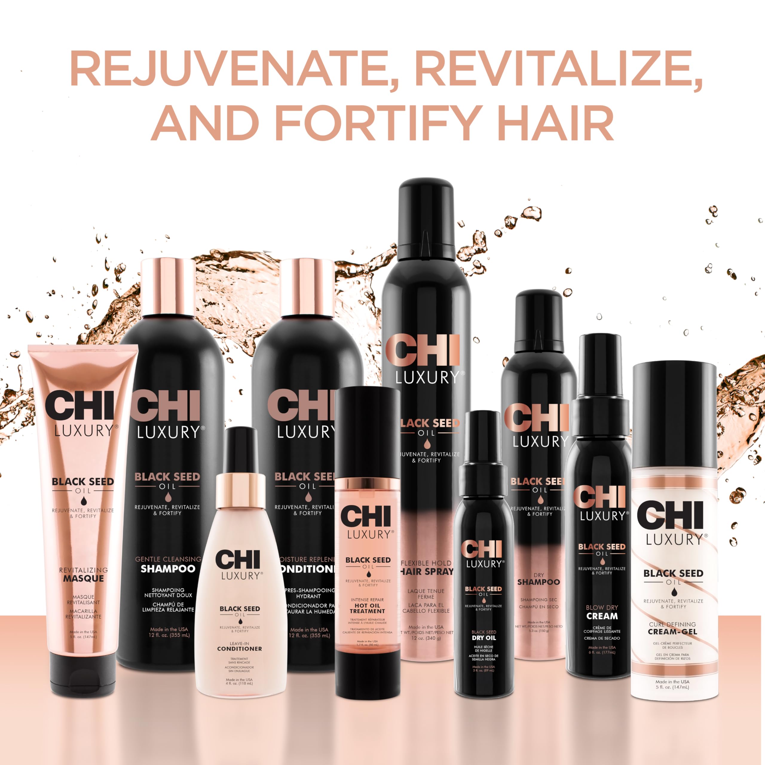 CHI Luxury Black Seed Oil packaging and product details for home use