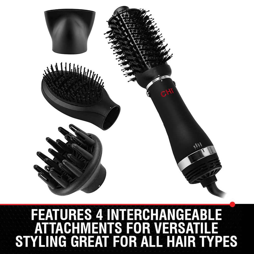 CHI Volumizer oval brush attachment creates volumized, rounded blowouts with lifted roots.