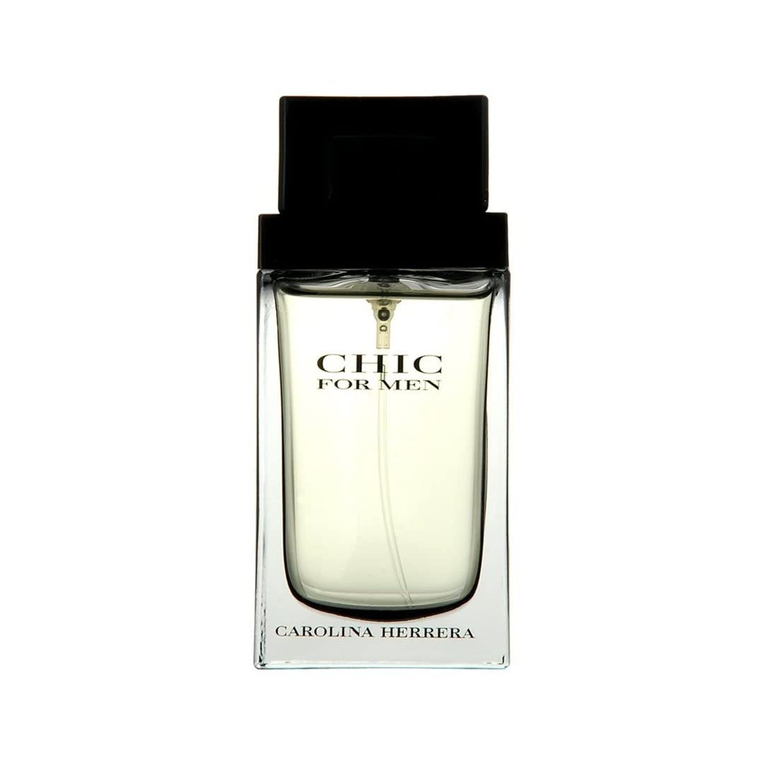 CHIC by Carolina Herrera bottle front shows a sleek design for refined daily wear.