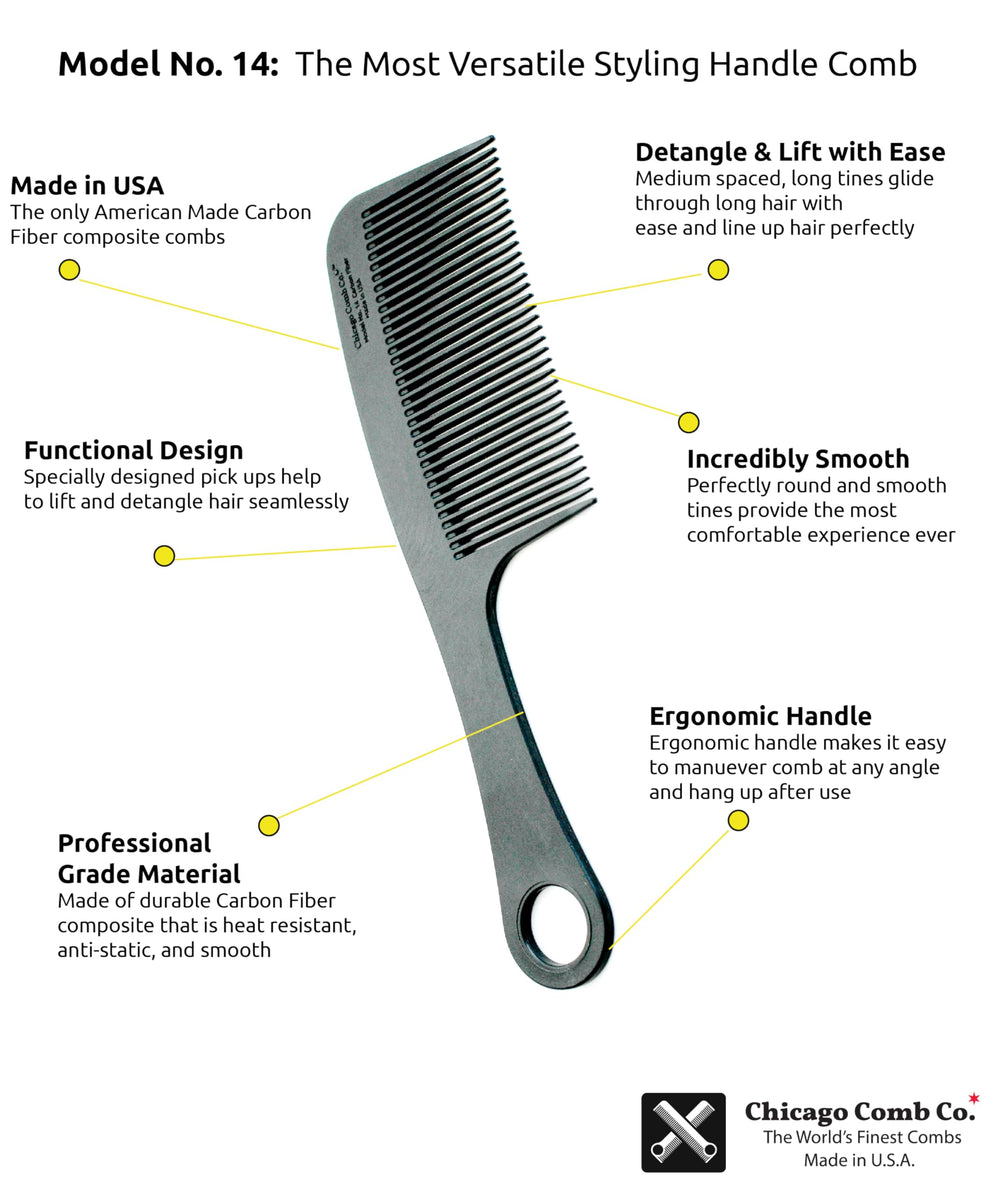 Chicago Comb Model 14 carbon fiber loop for easy hanging after use