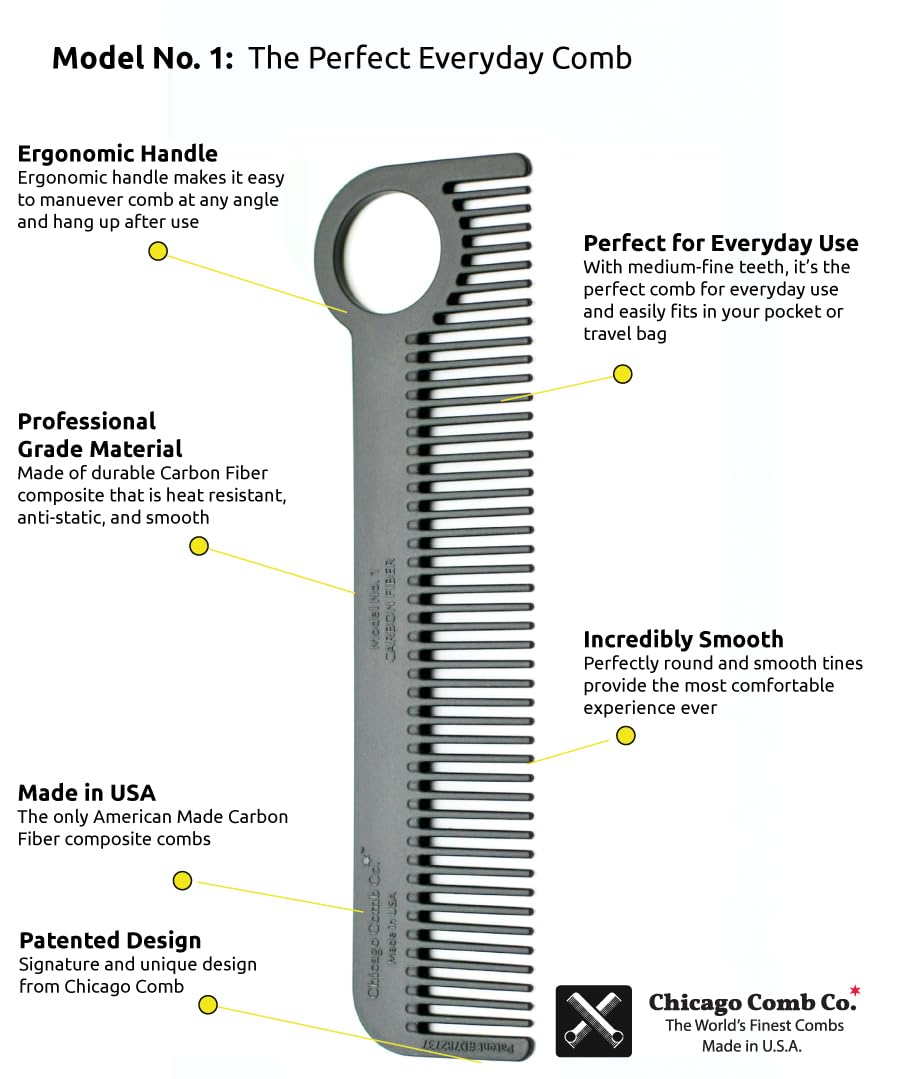 Chicago Comb Model 1 travel-hang loop for convenient storage between uses.