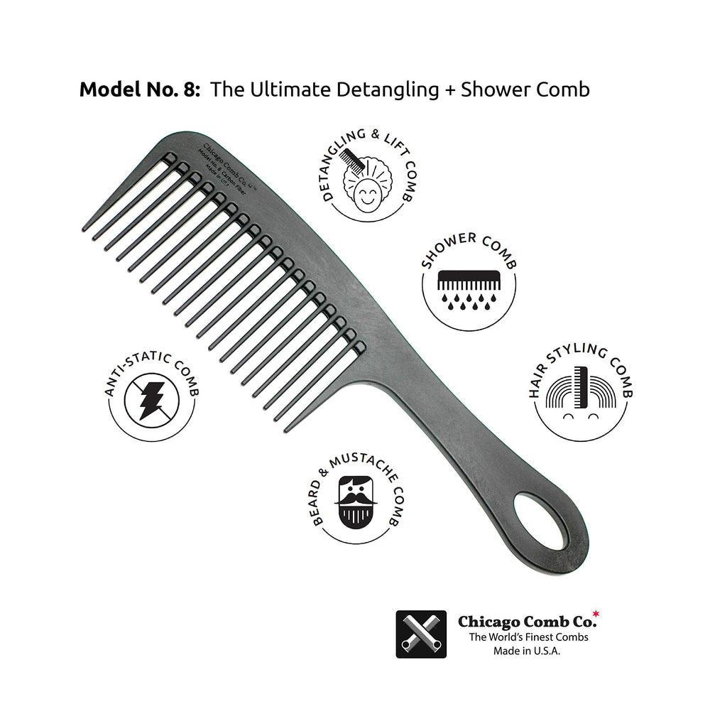 Chicago Comb Model 8 large 1.7 inch tines ease detangling