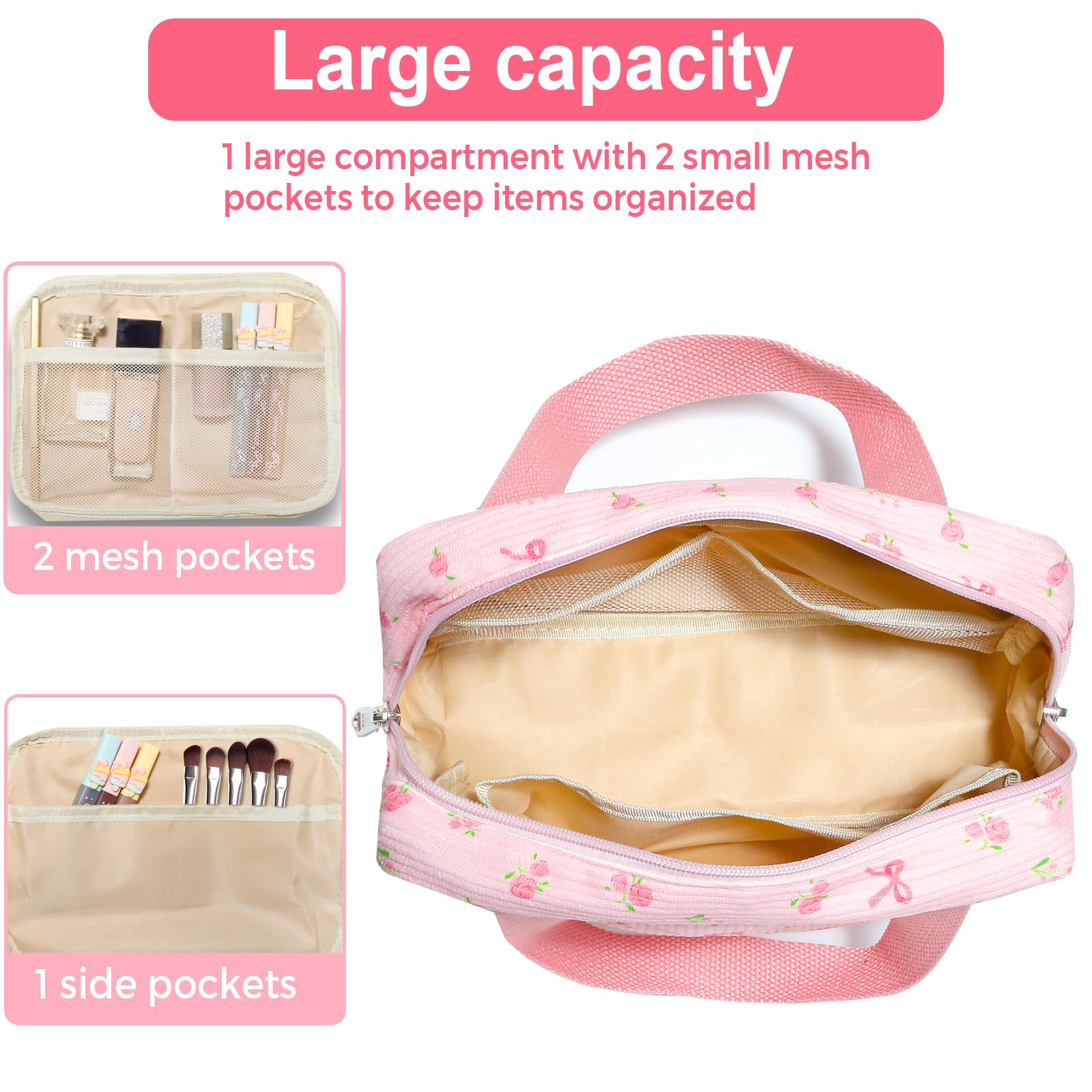 Chicarries easy-care corduroy pouch wipes clean and maintains soft texture