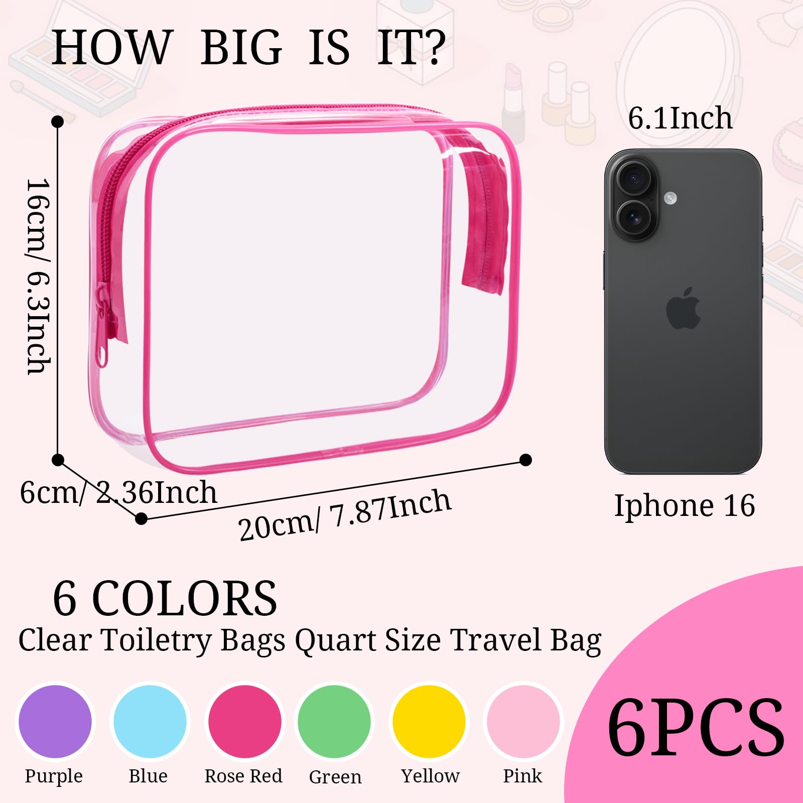CHICAUP clear toiletry bag zipper close-up shows reliable closure and easy item retrieval.