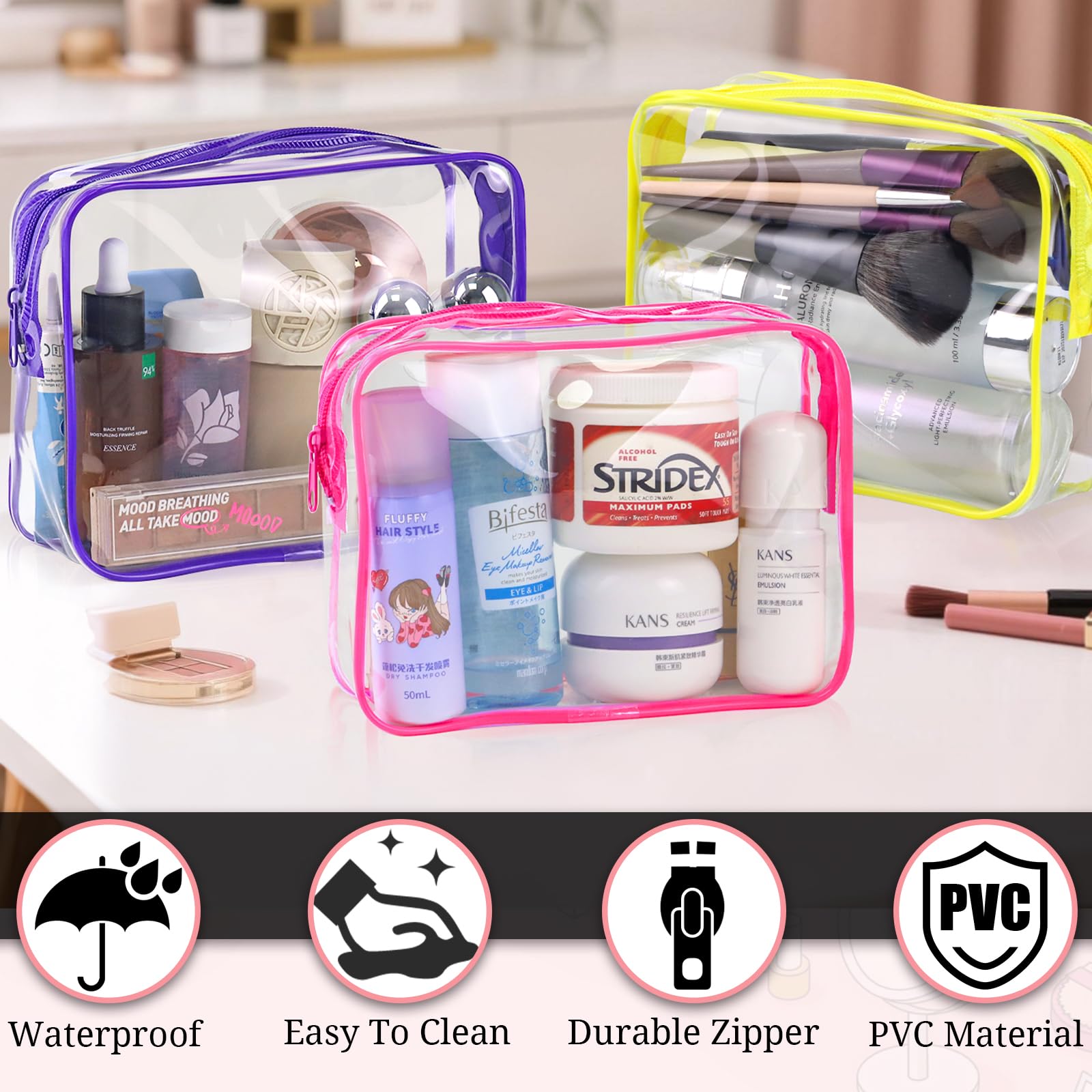 CHICAUP PVC waterproof material close-up highlights transparent visibility and spill protection.