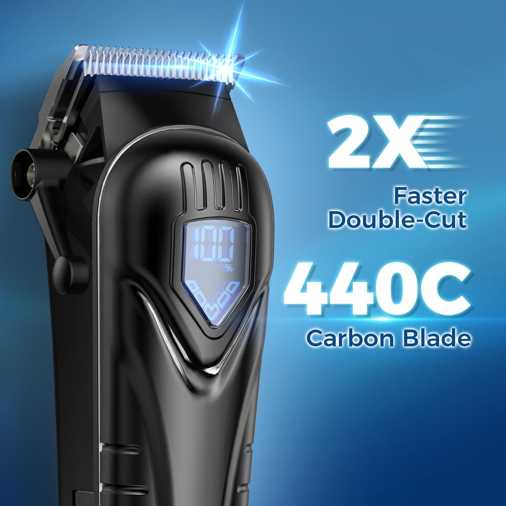 Chicclly LED display shows battery level during grooming.