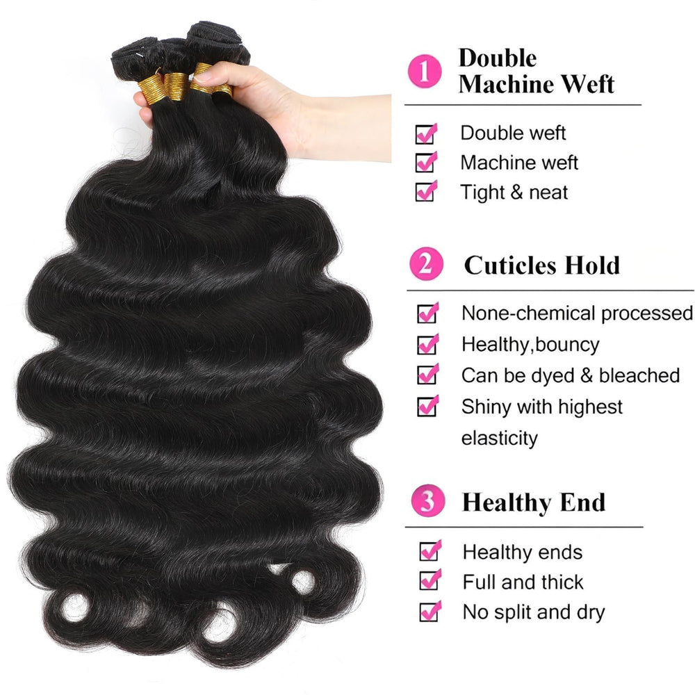 Chikamlty 12A-grade Brazilian hair weft; durable double-machine weave for smoother install.