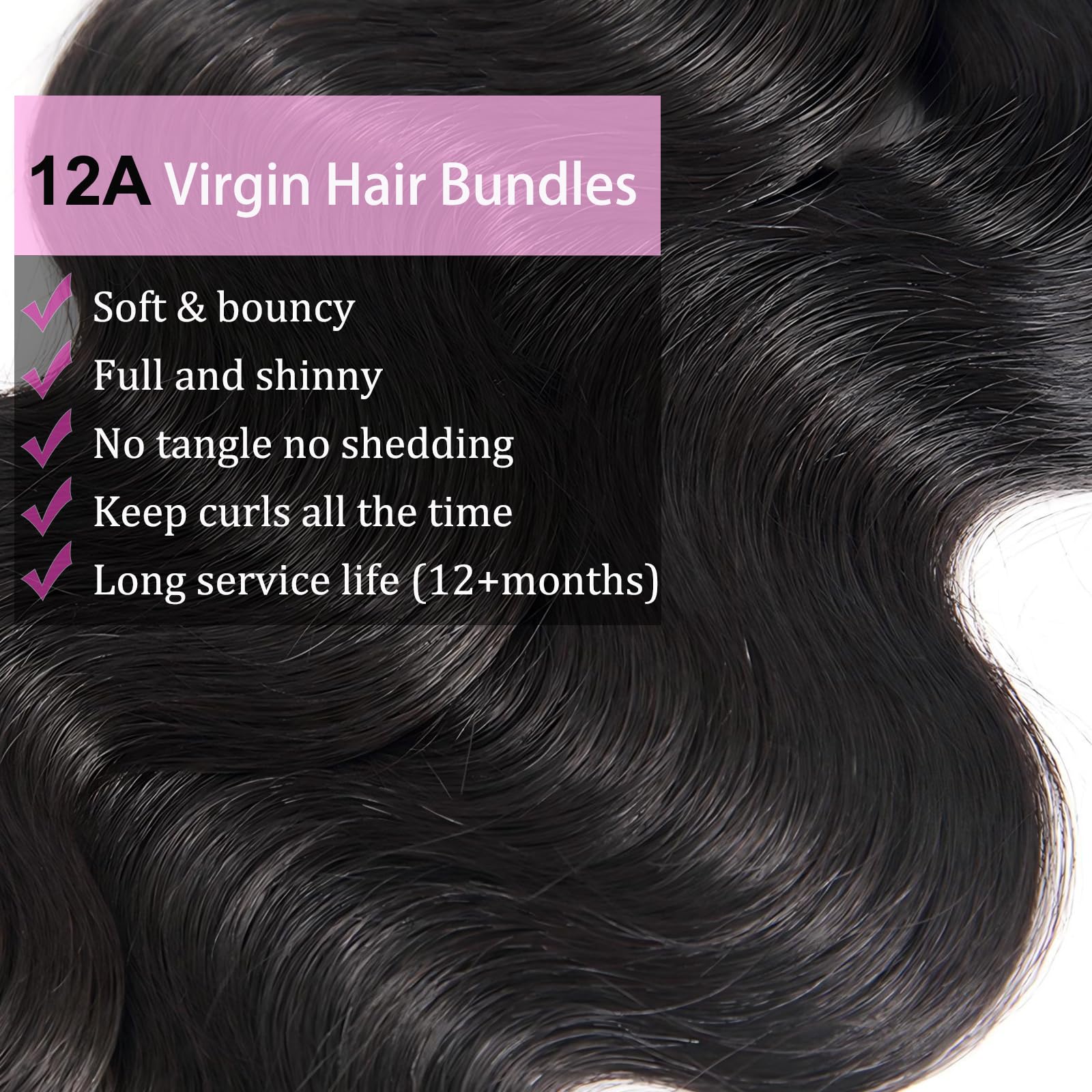Chikamlty body wave texture; silky feel for natural shine and bounce.