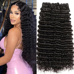 Chikamlty Deep Wave Bundles 16 inch natural black for fuller, natural-looking waves