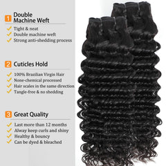 Chikamlty Deep Wave Bundles 18 inch natural black add length and volume
