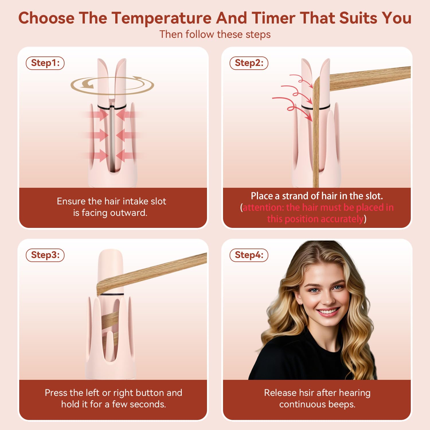 Chikyo rotating curl directions left-right handle view illustrates flexible curl options.