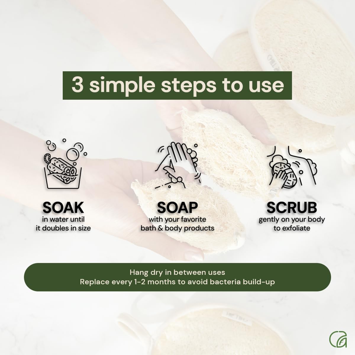 Chill Ah Green Glow biodegradable sponge set aligns with sustainable bathroom routines