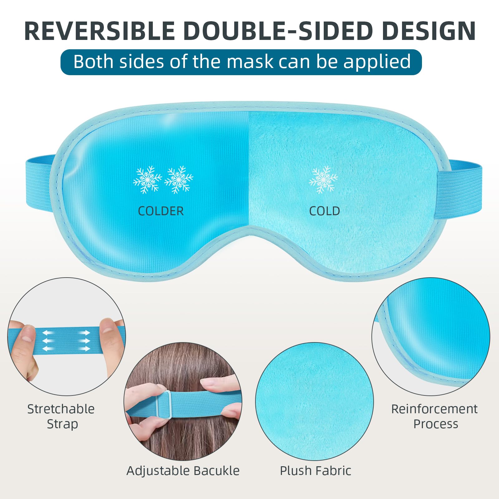 Chillojos 2-Pack cooling eye mask with adjustable Velcro strap for a secure fit.