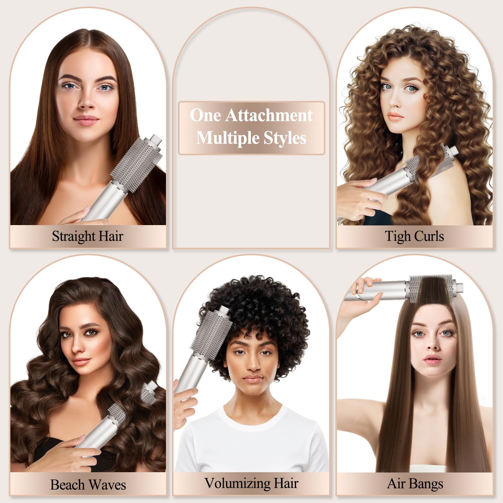 Chivixe Round Brush Attachment supports curly and thick hair textures.