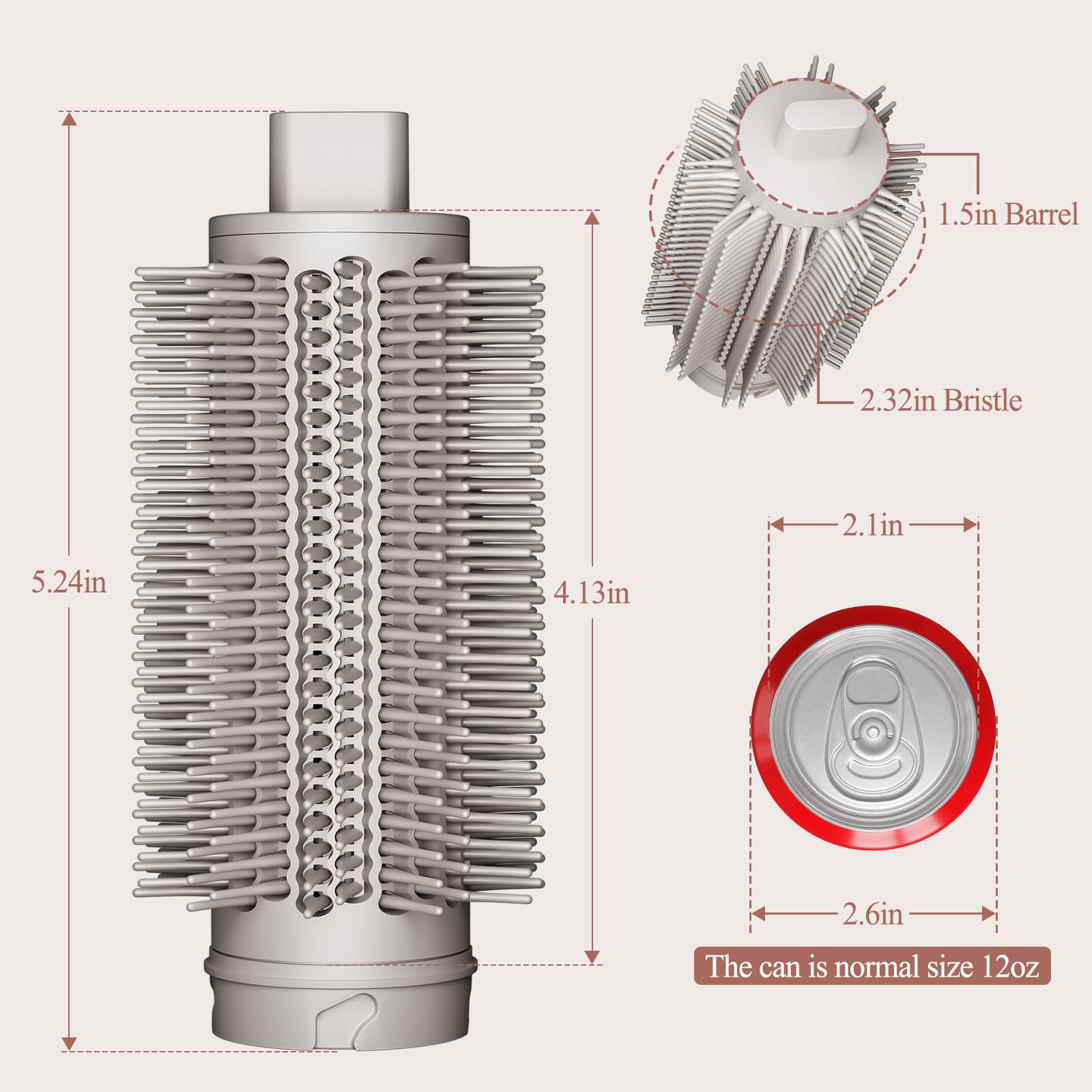 Chivixe Round Brush Attachment adds bounce to long, straight or wavy hair.