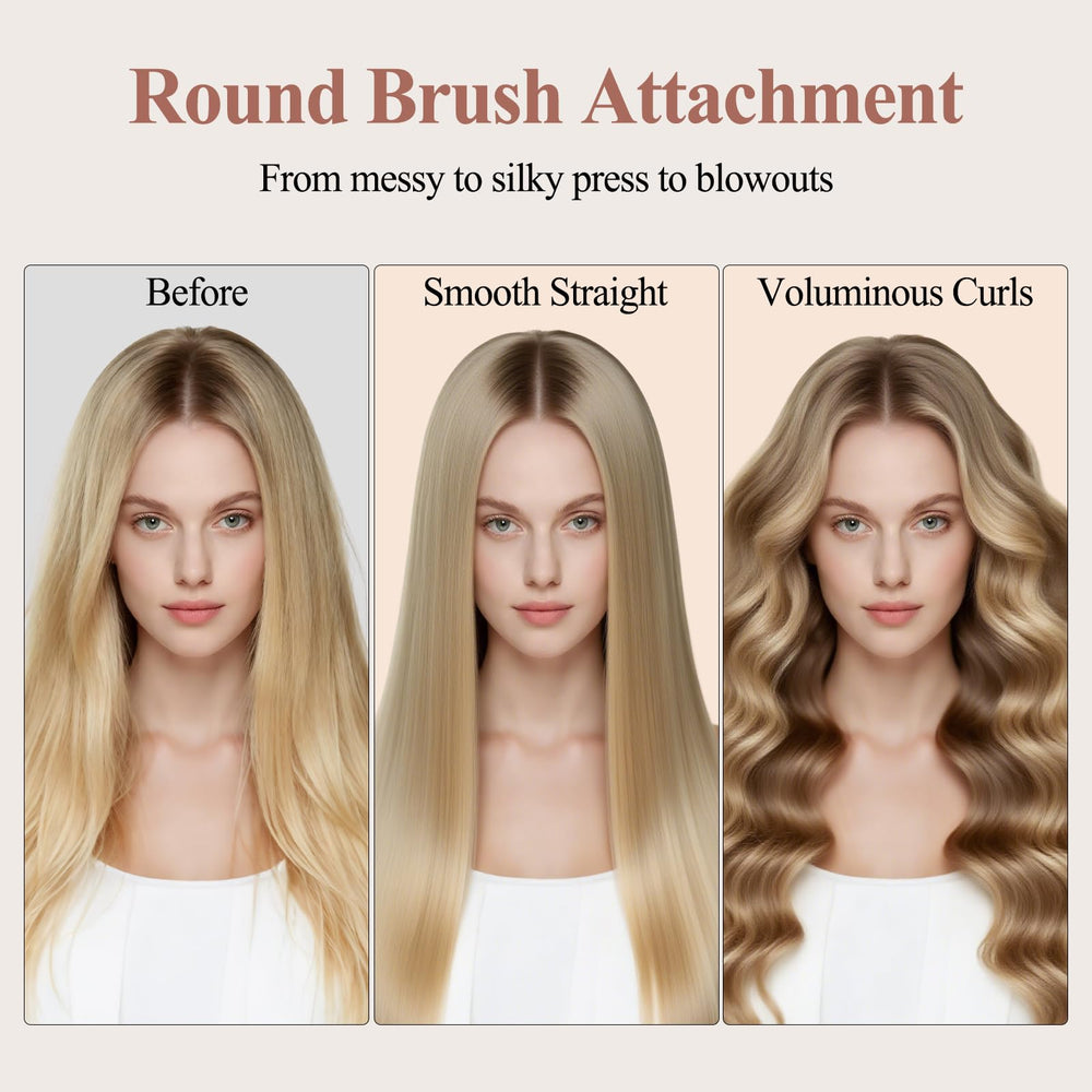 Chivixe Round Brush Attachment works on wet or dry hair for versatility.
