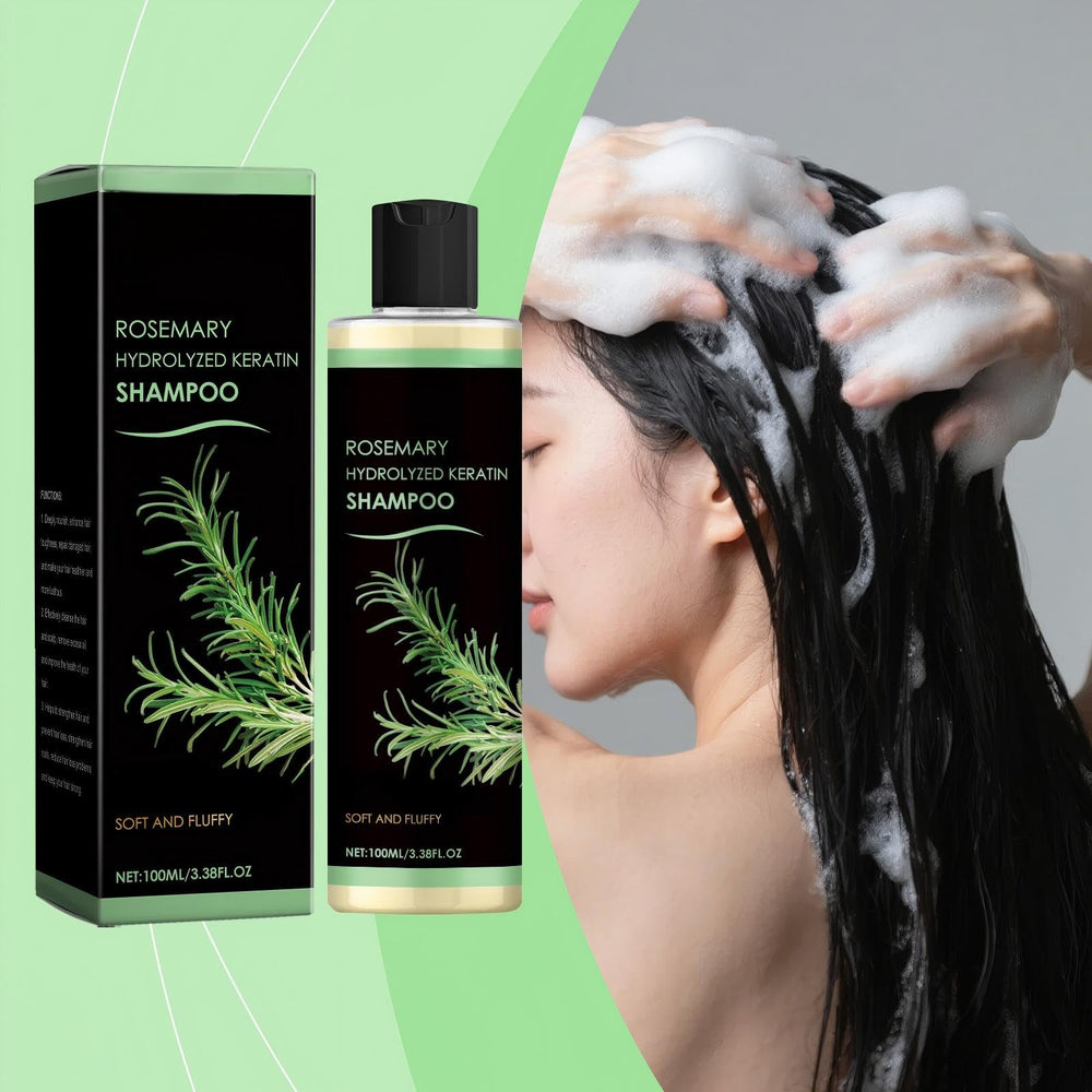 ChLNDalin rosemary shampoo against wood background signals natural care