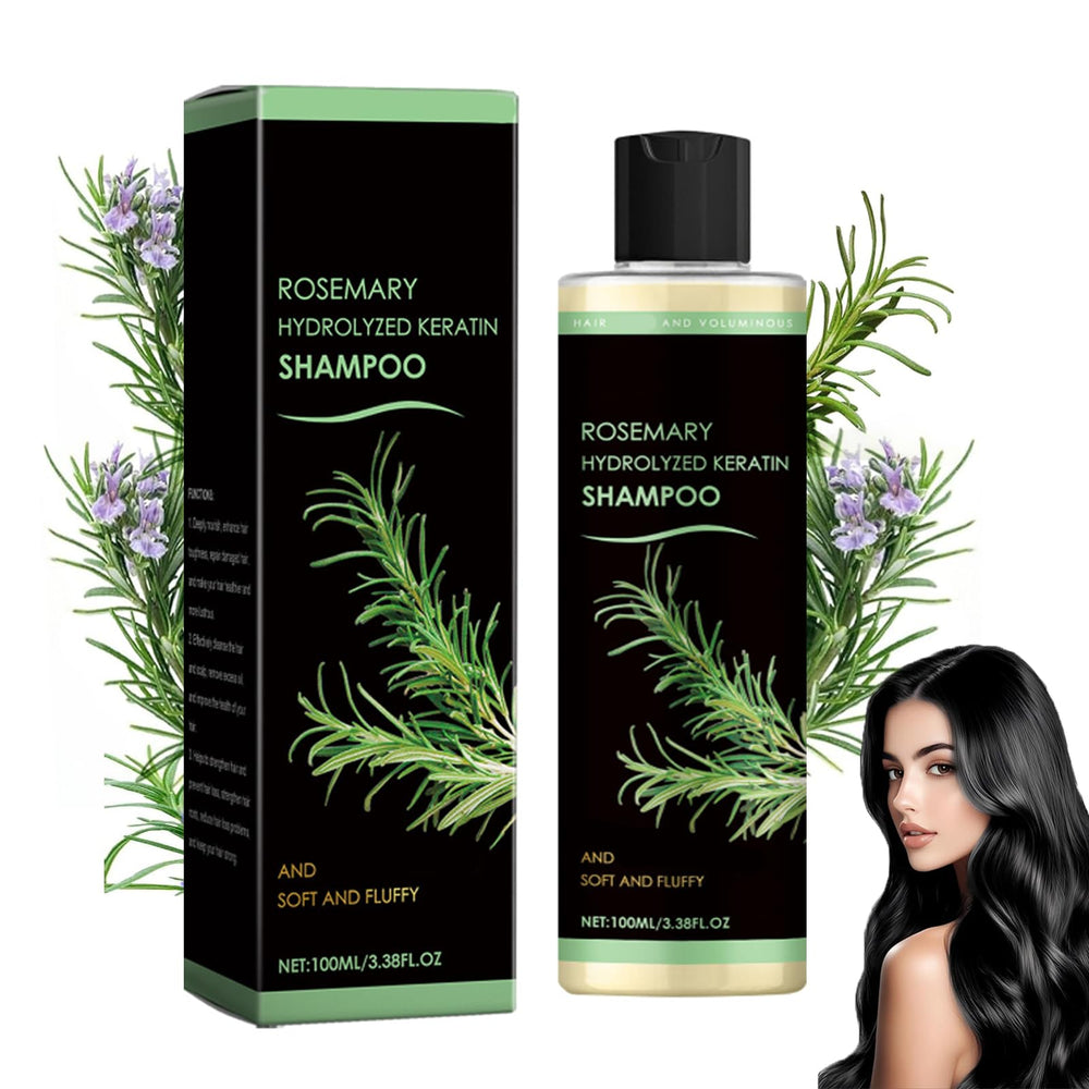 ChLNDalin Rosemary Hair Growth Shampoo bottle front shows nourished, healthier-looking hair.