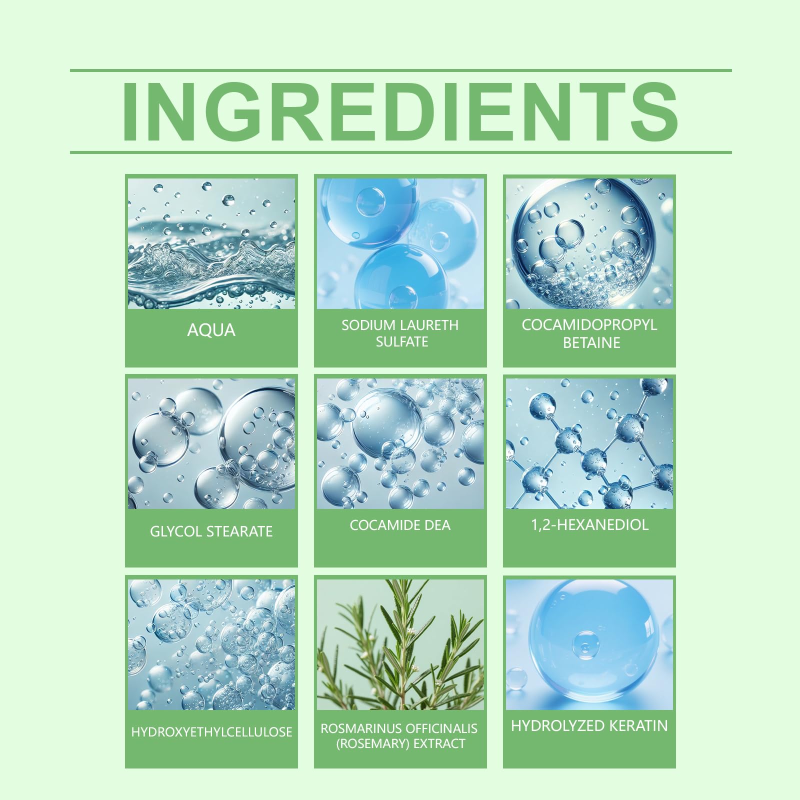 ChLNDalin rosemary hydrolyzed keratin shampoo label closeup emphasizes keratin nourishment