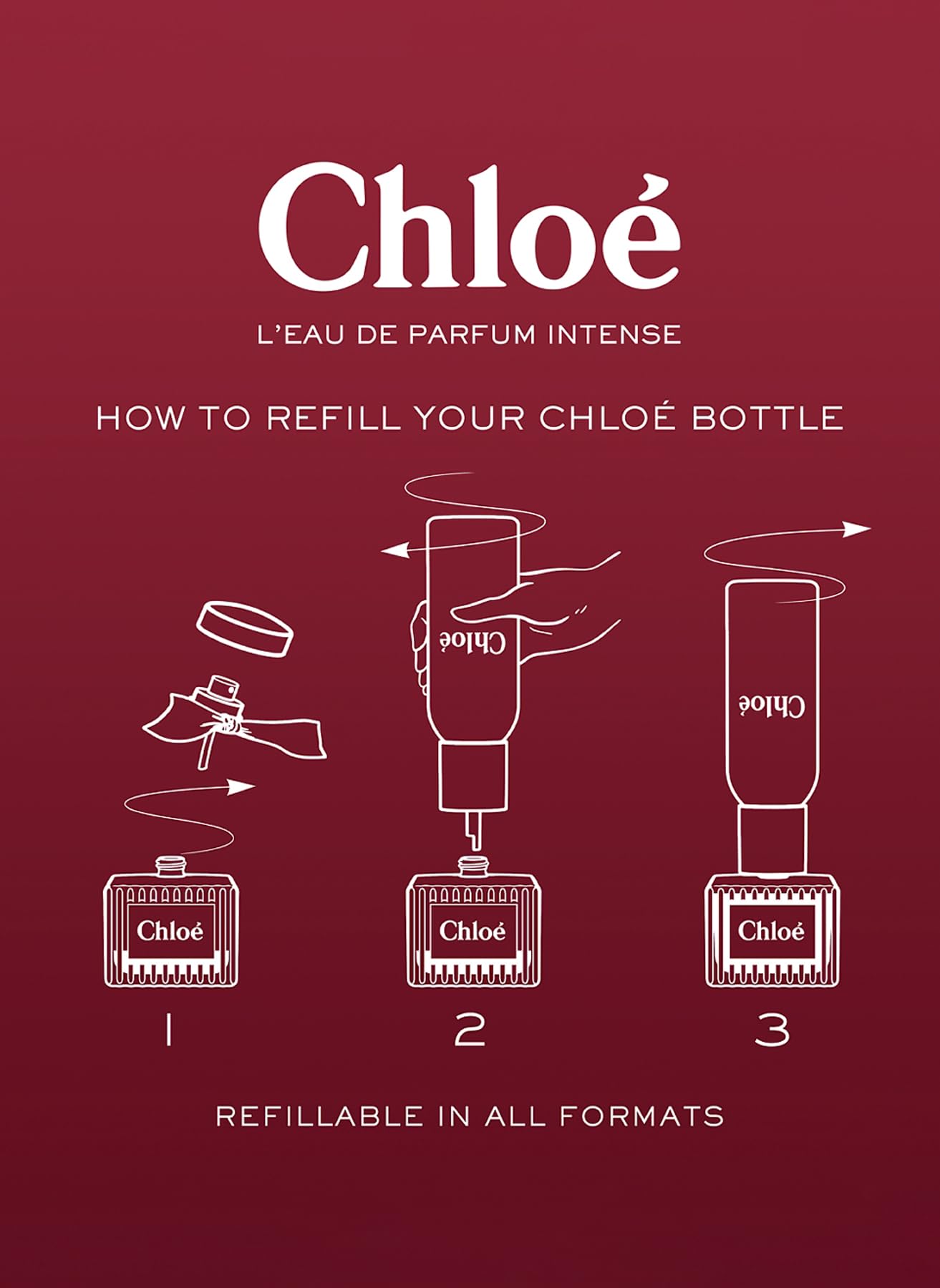 Chloé L'Eau de Parfum Intense refillable packaging supporting sustainable fragrance use.