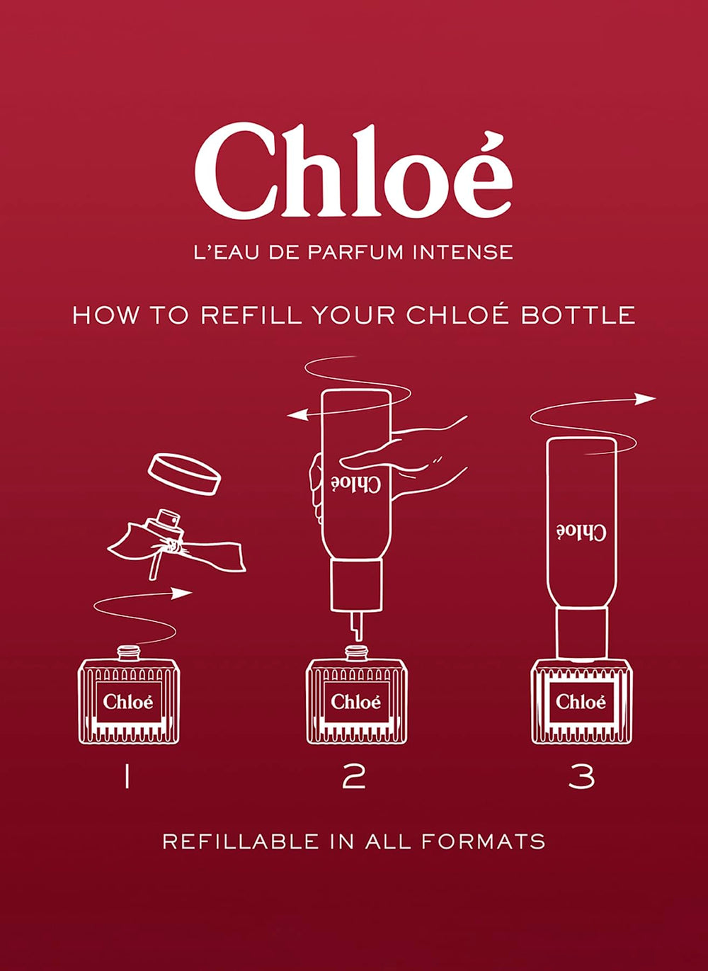 Chloé L'Eau de Parfum Intense refillable packaging supporting sustainable fragrance use.
