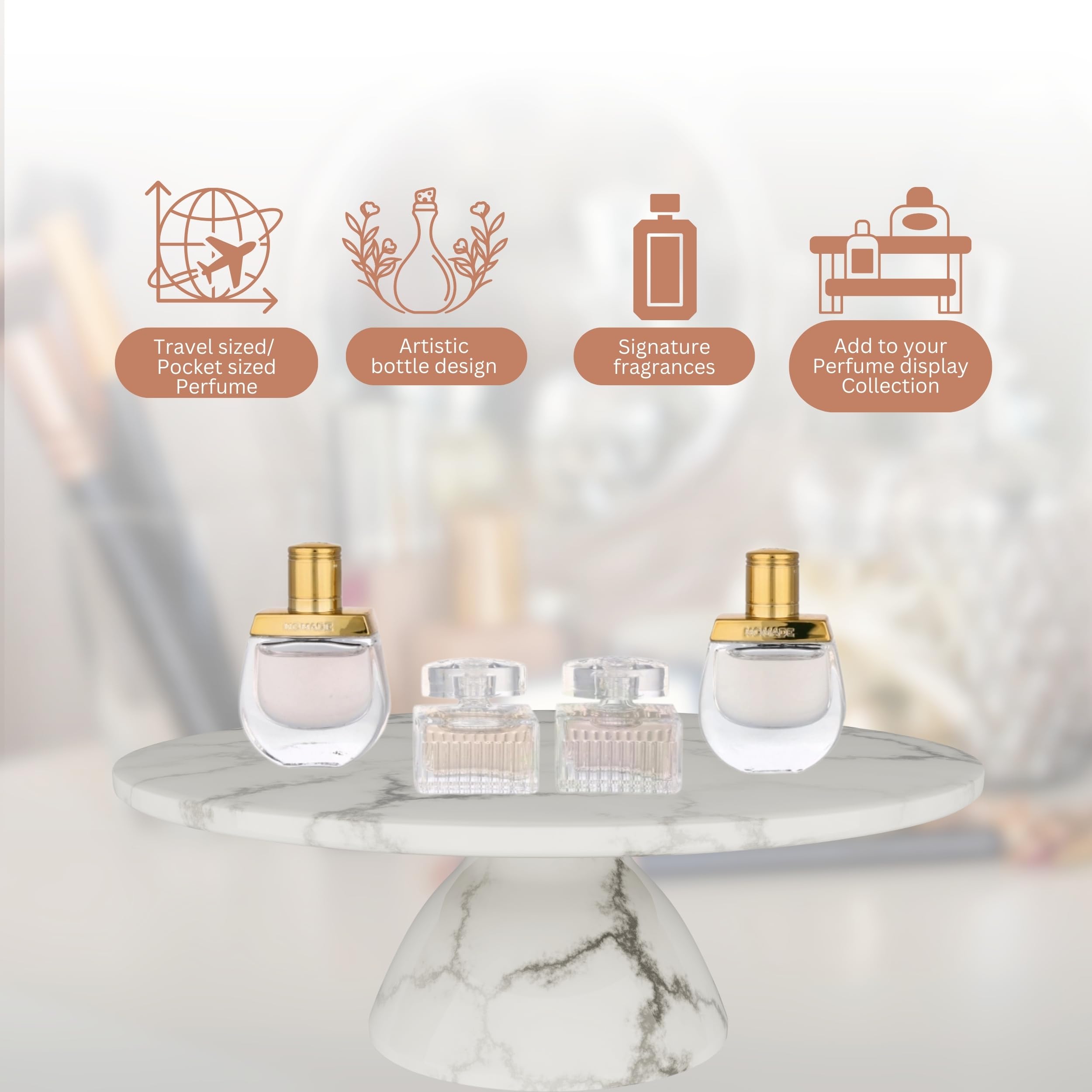 Chloé mini splash Eau de Parfum bottle showcases classic powdery floral notes.