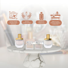 Chloé mini splash Eau de Parfum bottle showcases classic powdery floral notes.