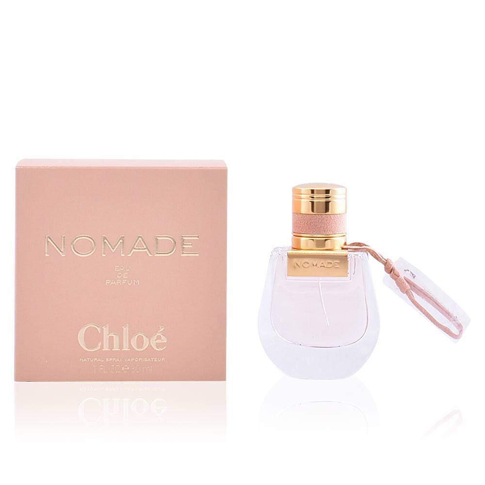 Chloe Nomade packaging closeup reveals premium bottle details for gift-ready presentation.
