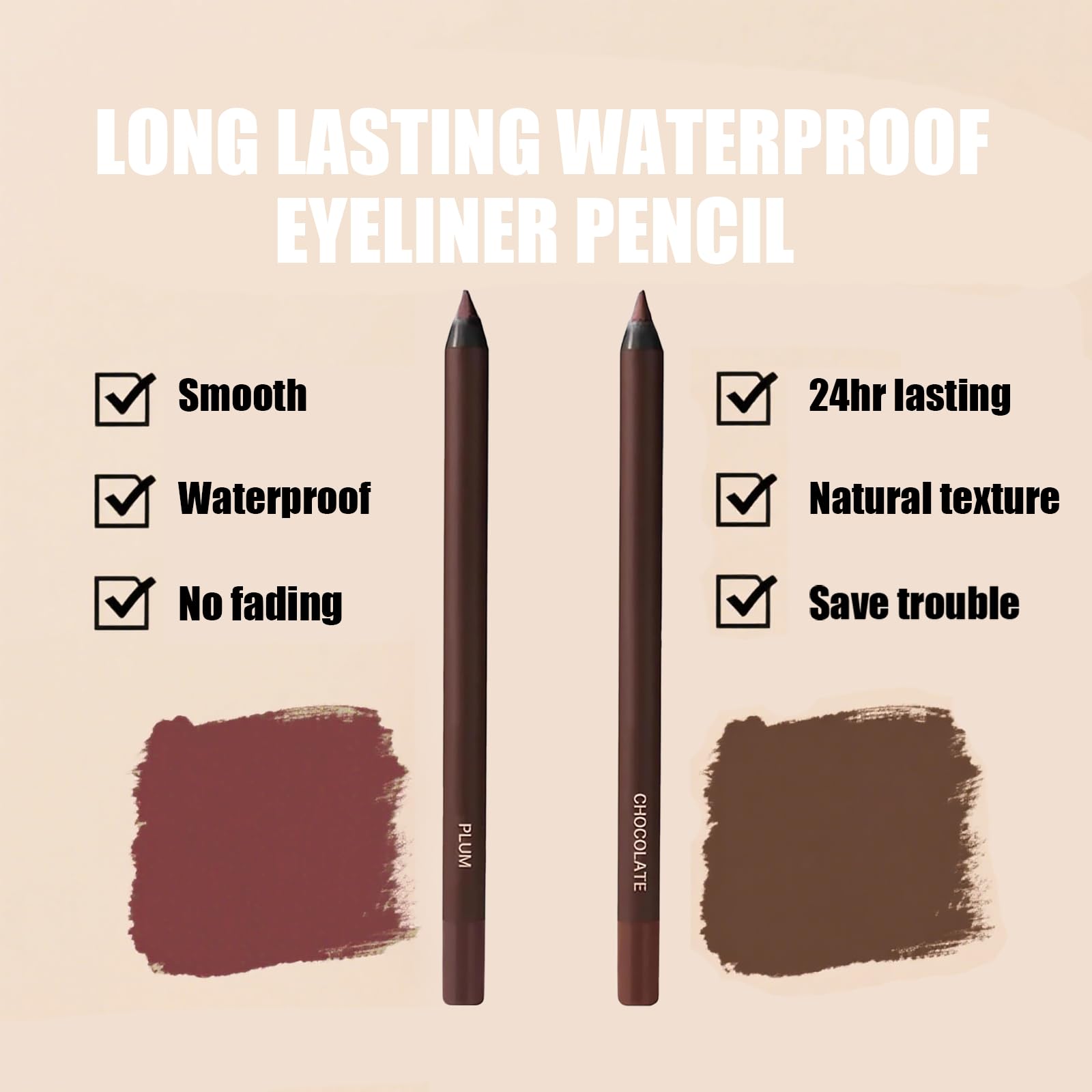 Chocolate-plum-eyeliner pencil close-up with creamy texture for smooth application.