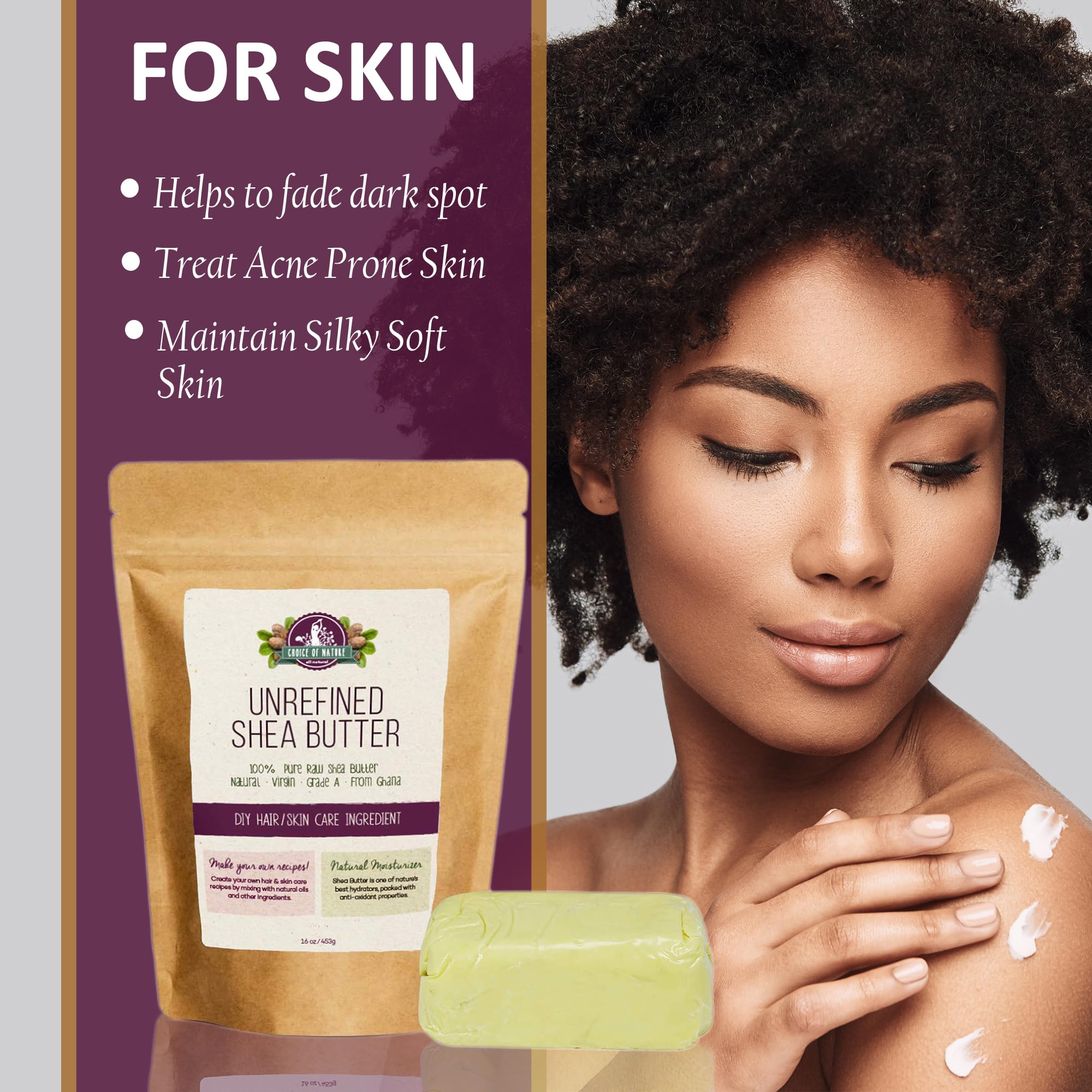 Choice of Nature shea butter for dry skin relief