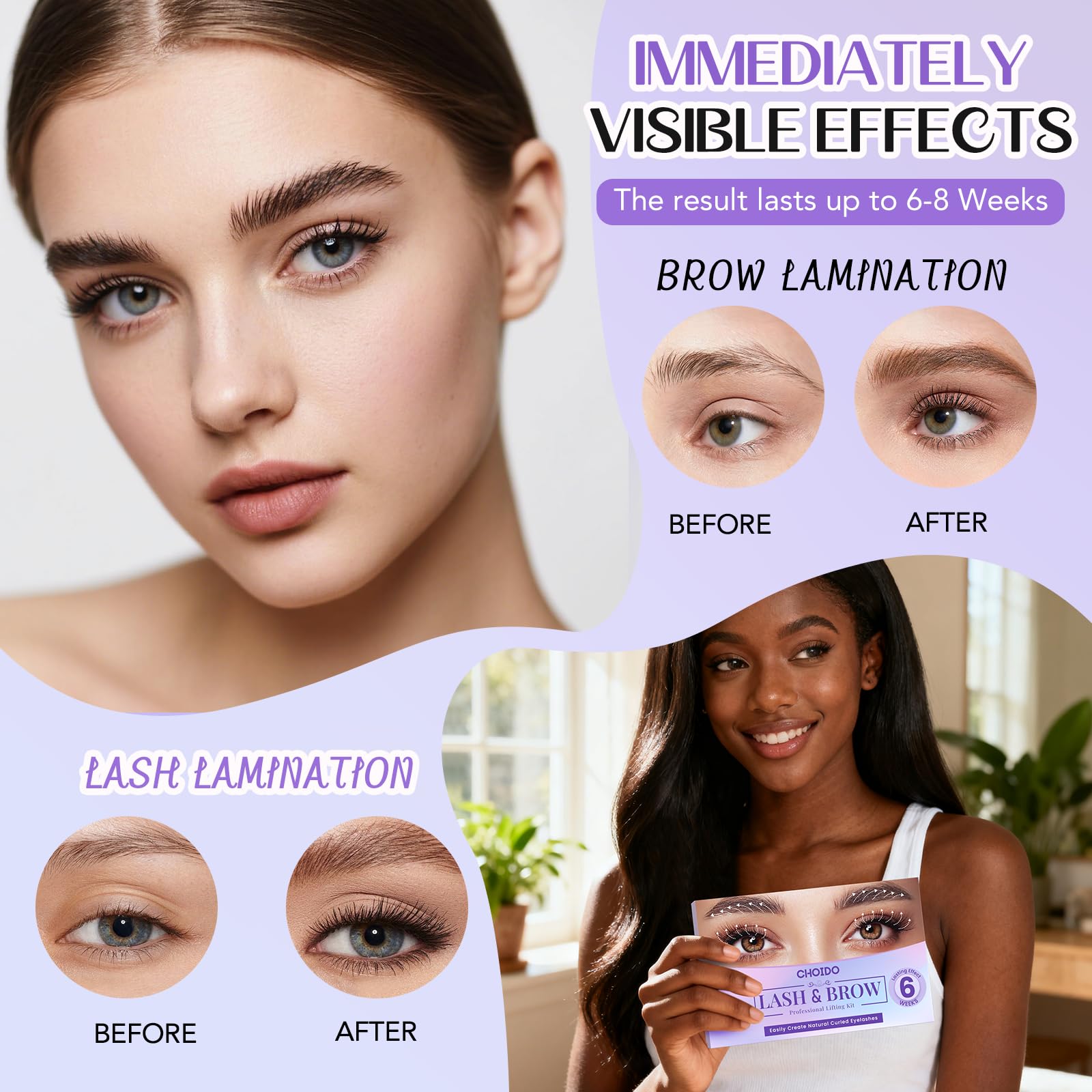 Choido Lash Lift Kit fixation lotion visual emphasizing secure, lasting lash curl.