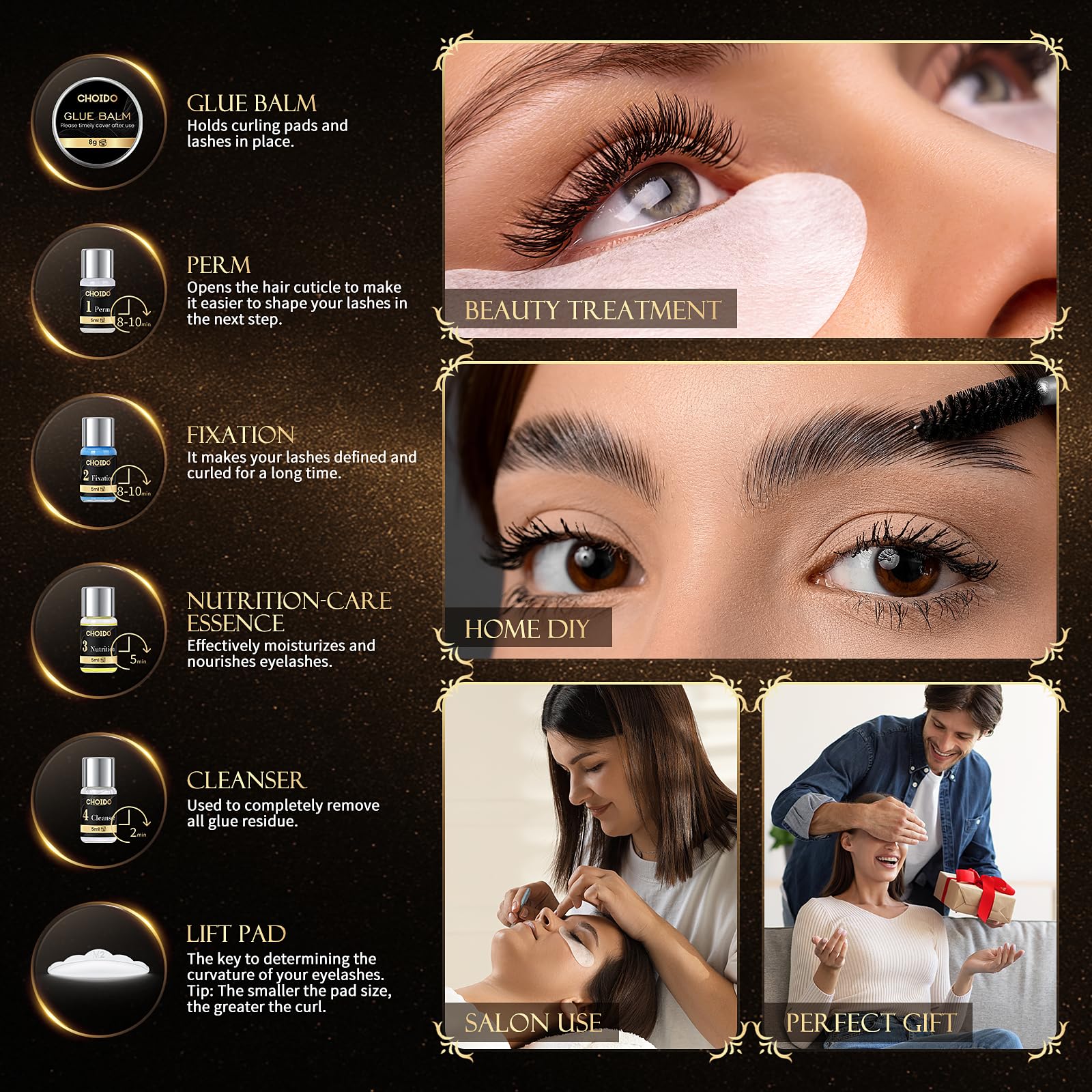 Choido Nutrition Serum bottle emphasizes lash and brow nourishment after treatment