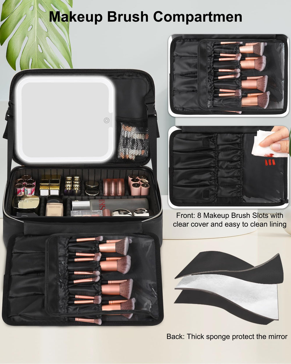 Chomeiu organizer with adjustable dividers keeps cosmetics neatly organized during travel.