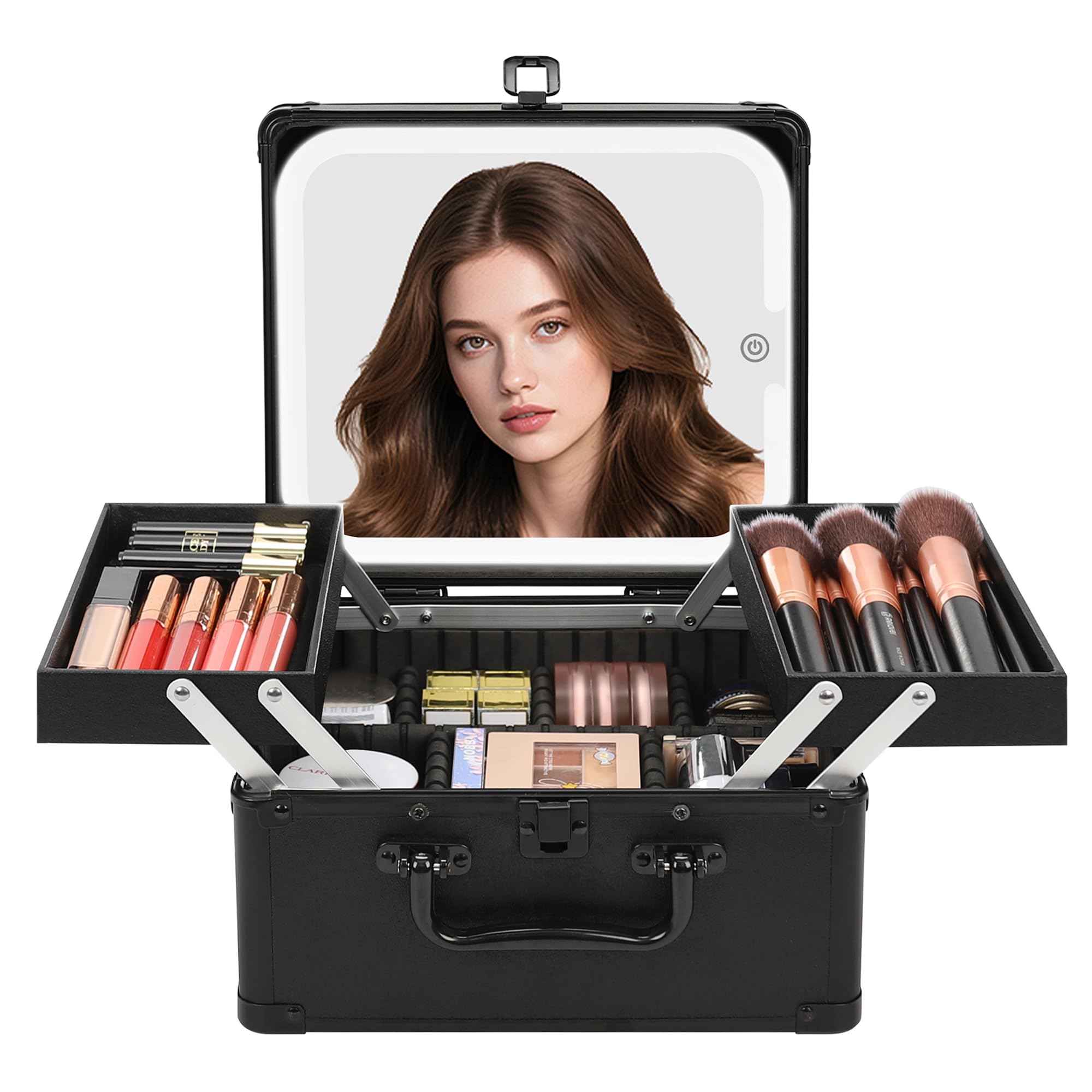 Chomeiu makeup bag with mirror closed, travel-ready for on-the-go touch-ups