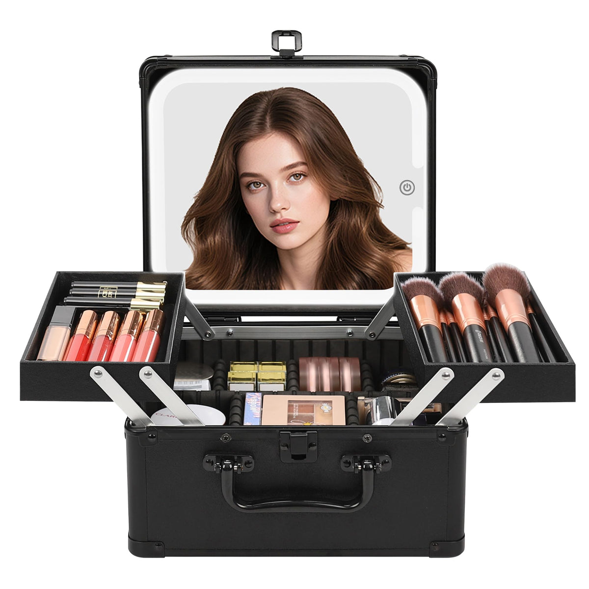 Chomeiu makeup bag with mirror closed, travel-ready for on-the-go touch-ups