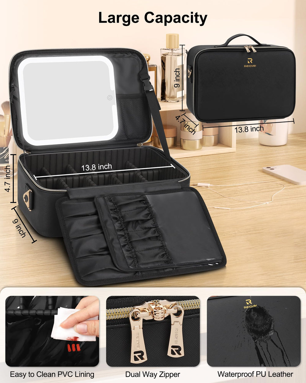 Chomeiu bag features shoulder and luggage straps for easy transport.