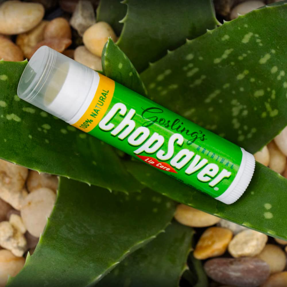ChopSaver arnica and beeswax scene hints gentle anti-inflammatory lip and skin support.