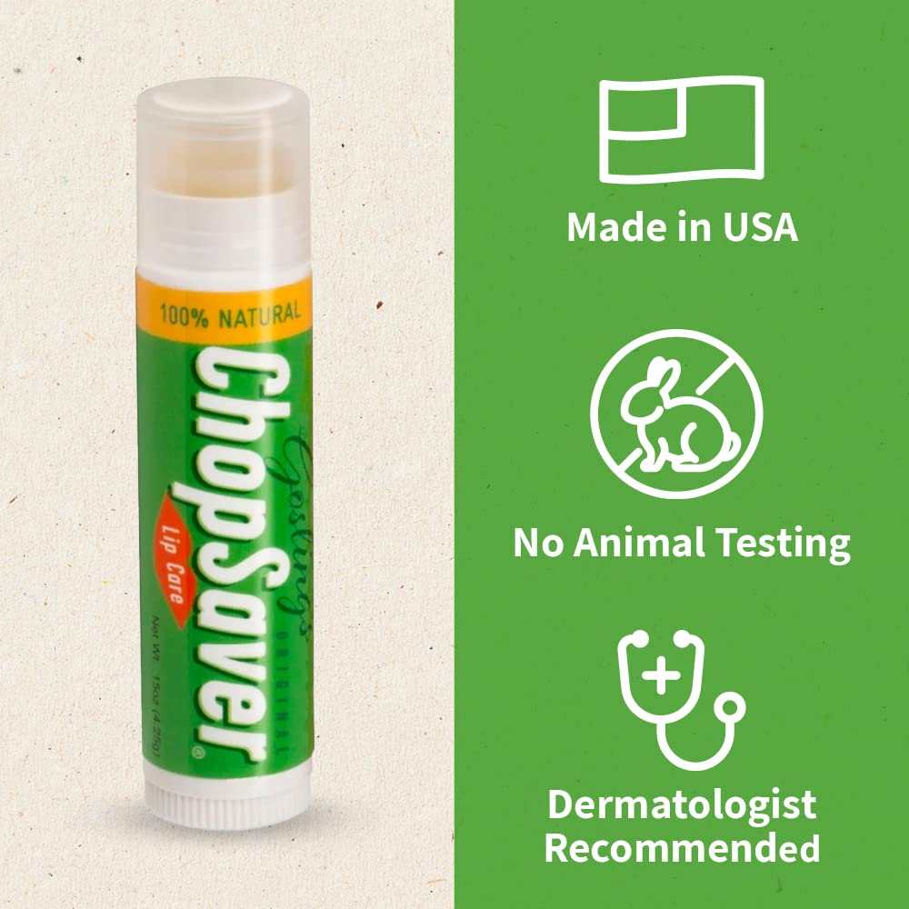 ChopSaver USA-made packaging emphasizes premium, natural lip care.