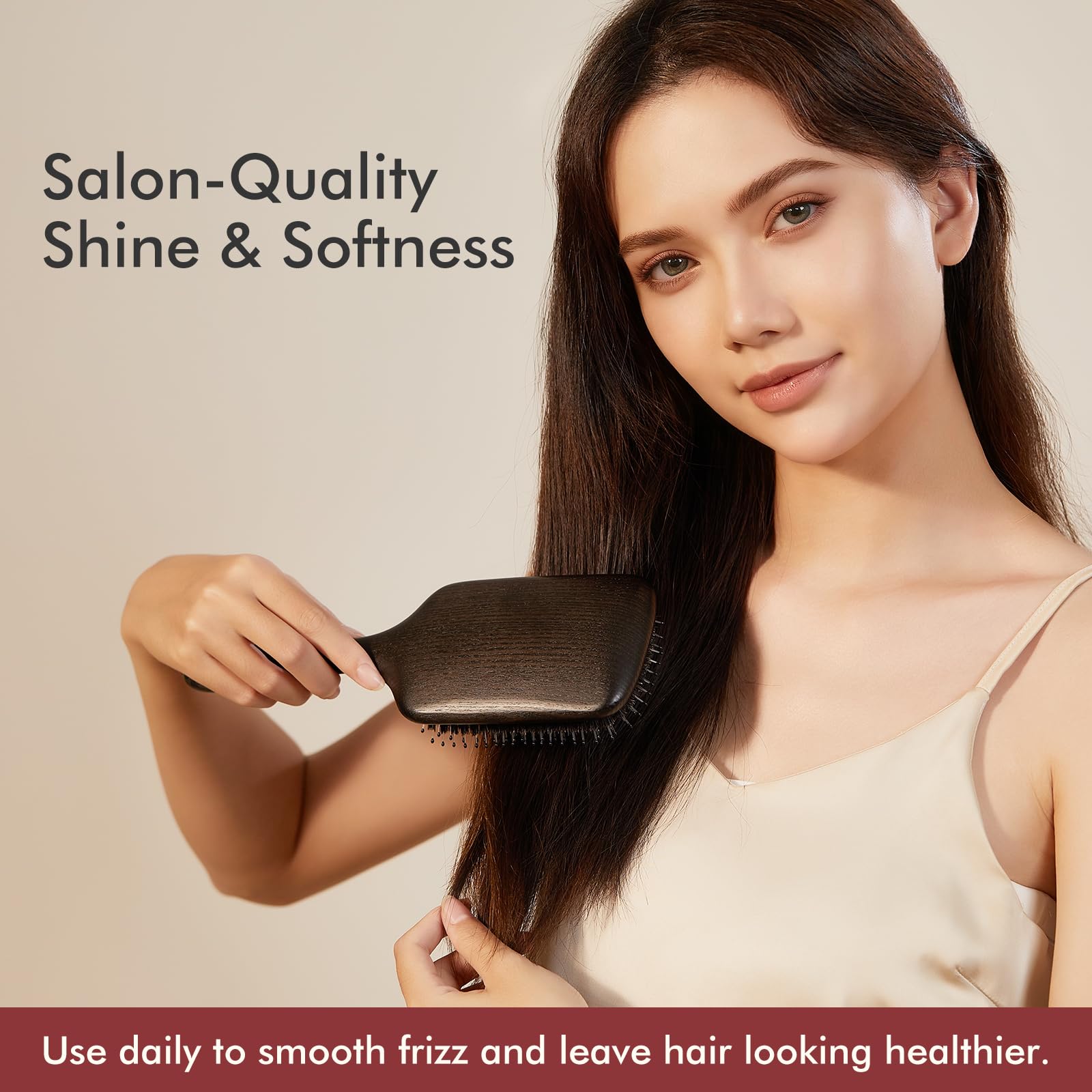 CHOSIN boar bristle brush nylon pins for gentle detangling and smooth results