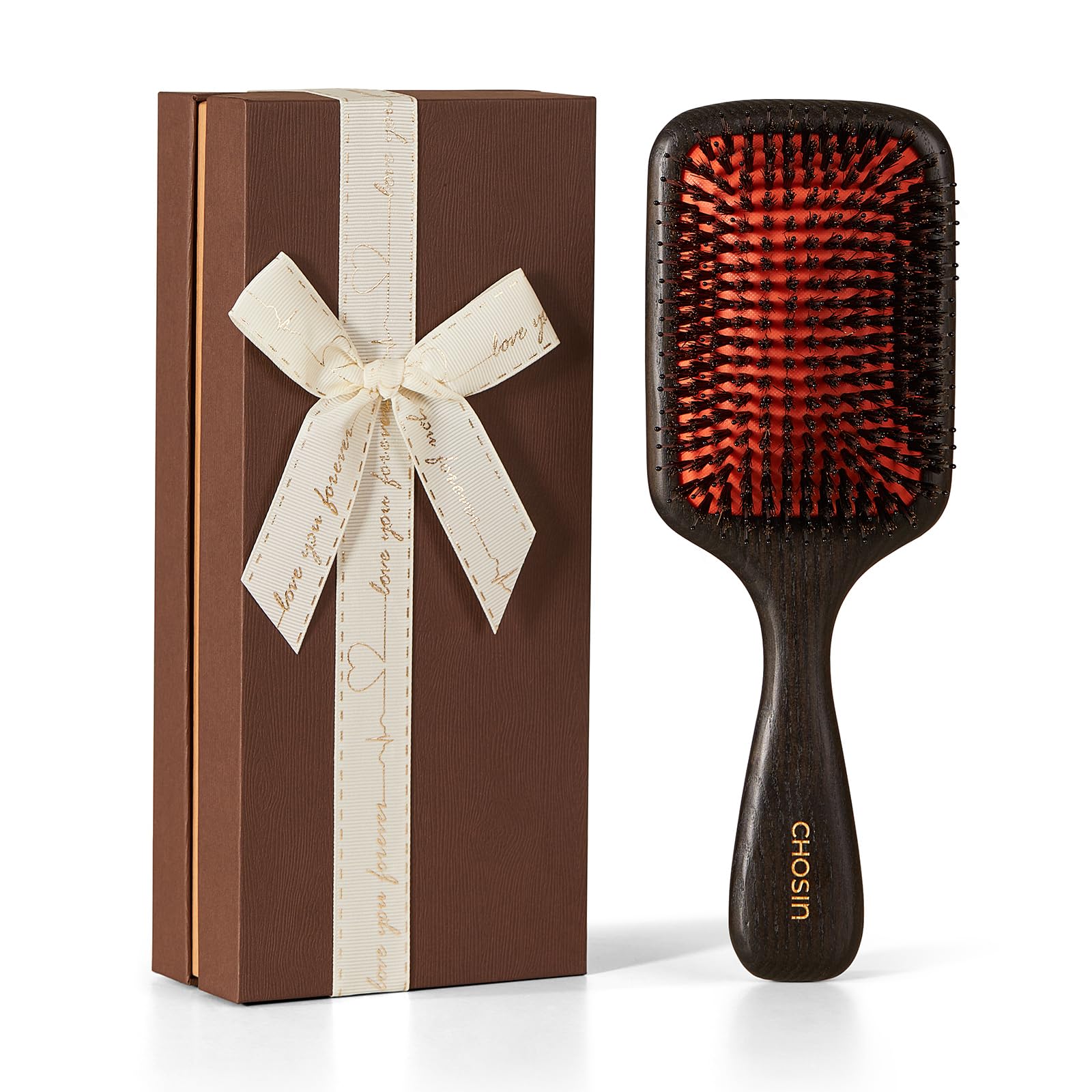 CHOSIN boar bristle paddle brush front view for frizz control and shine