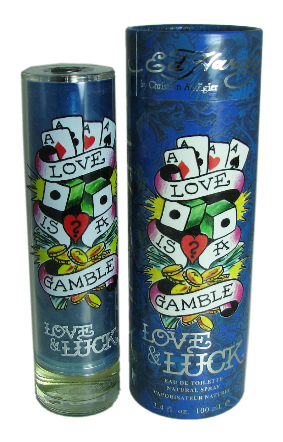 Christian Audigier Love and Luck bottle—versatile scent for men's daily and nightlife wear.